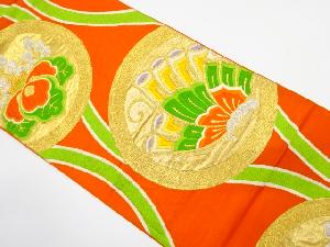 アンティーク　立涌に蝶・桐模様織り出し袋帯（着用可）